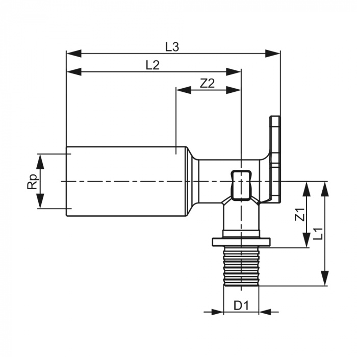 Уголок с настенным креплением, удлиненный, 16 х 1/2'', бронза купить в Екатеринбурге