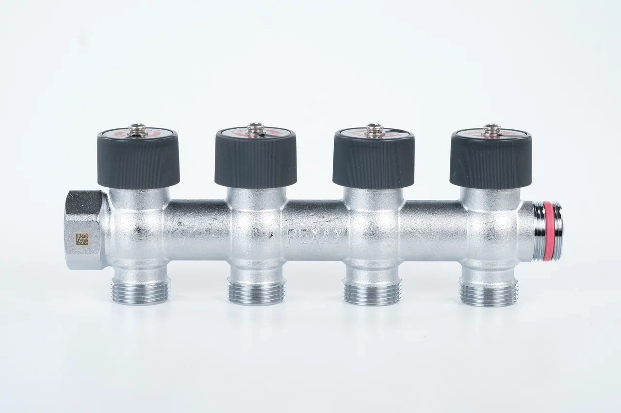 Распределительный коллектор РЕХАУ с плавной регулировкой G 3/4 4 отвода G 3/4 купить в Екатеринбурге