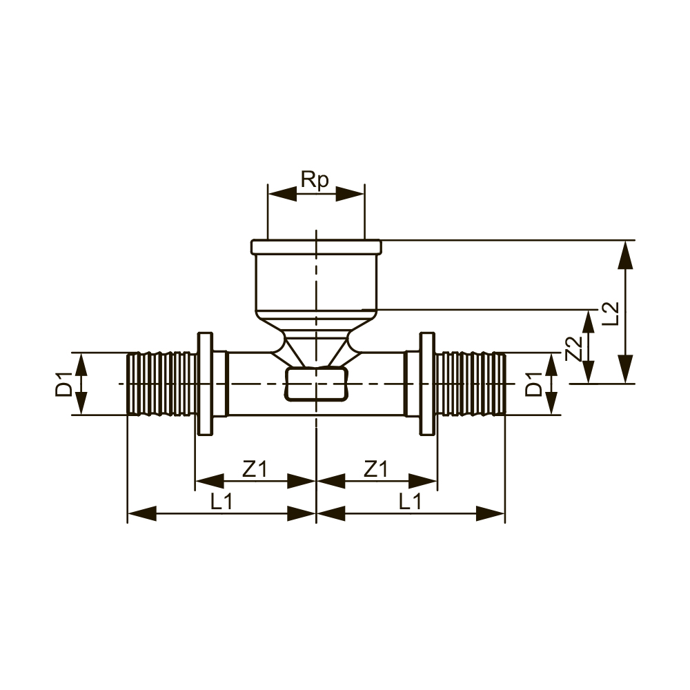 Тройник 90* с внутренней резьбой, 16 х 1/2" х 16, бронза купить в Екатеринбурге