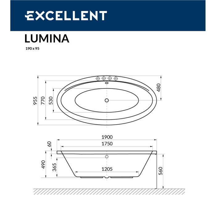 Ванна EXCELLENT Lumina 190x95 купить в Екатеринбурге