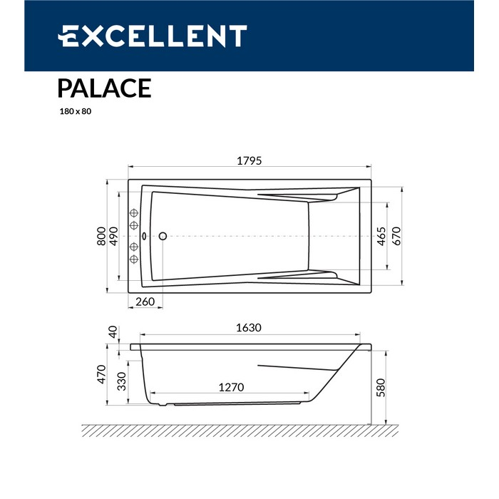 Ванна EXCELLENT Palace 180x80 купить в Екатеринбурге