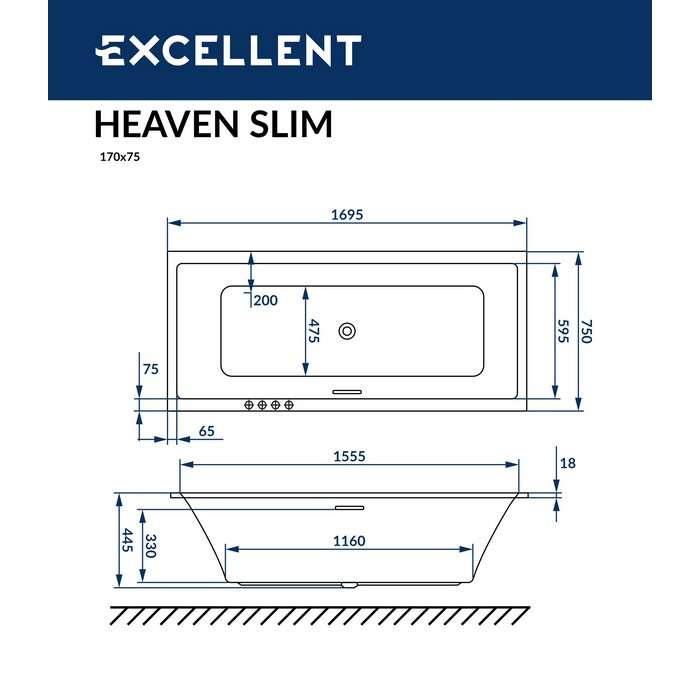 Ванна EXCELLENT Heaven Slim 170x75