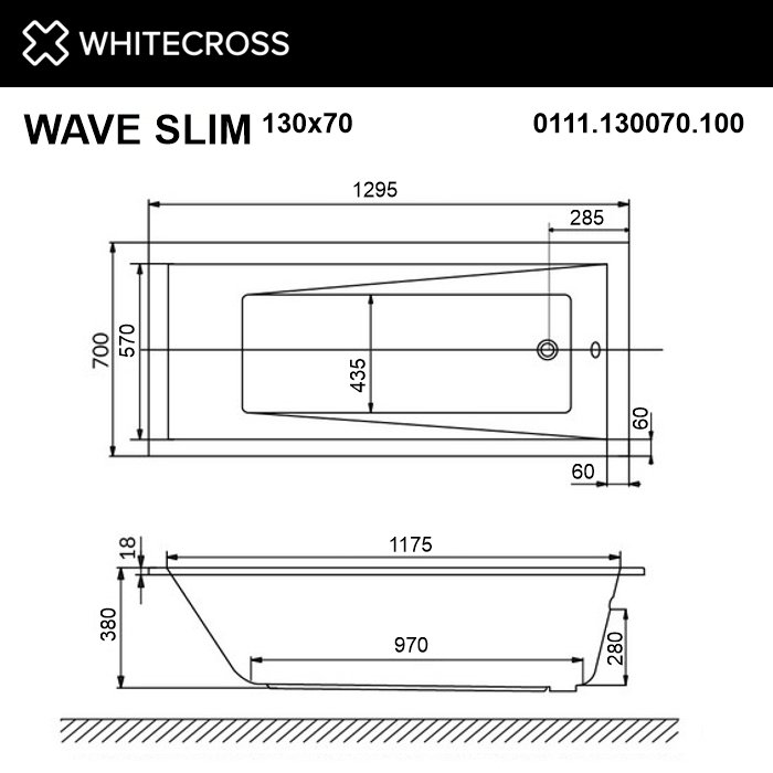 Ванна WHITECROSS Wave Slim 130x70