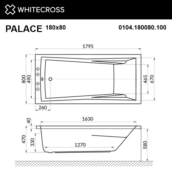 Ванна WHITECROSS Palace 180x80 купить в Екатеринбурге