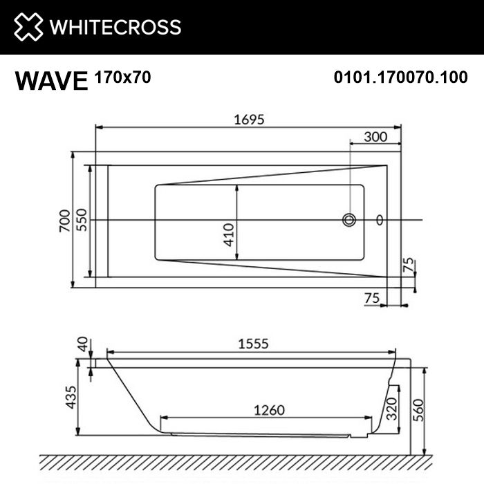 Ванна WHITECROSS Wave 170x70 купить в Екатеринбурге