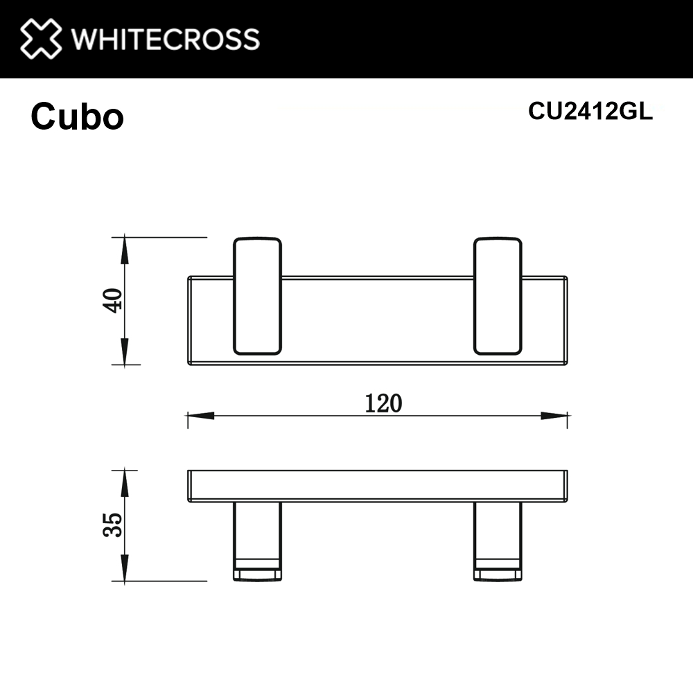 Крючок двойной WHITECROSS Cubo (золото)