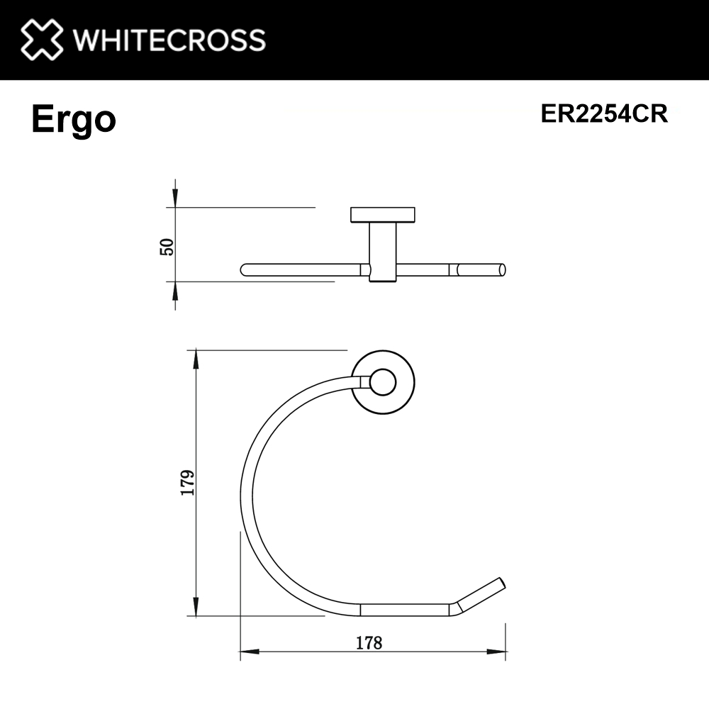 Полотенцедержатель кольцо WHITECROSS Ergo (хром)