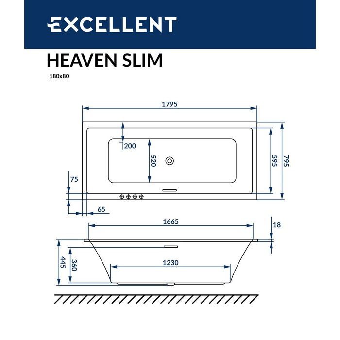 Ванна EXCELLENT Heaven Slim 180x80