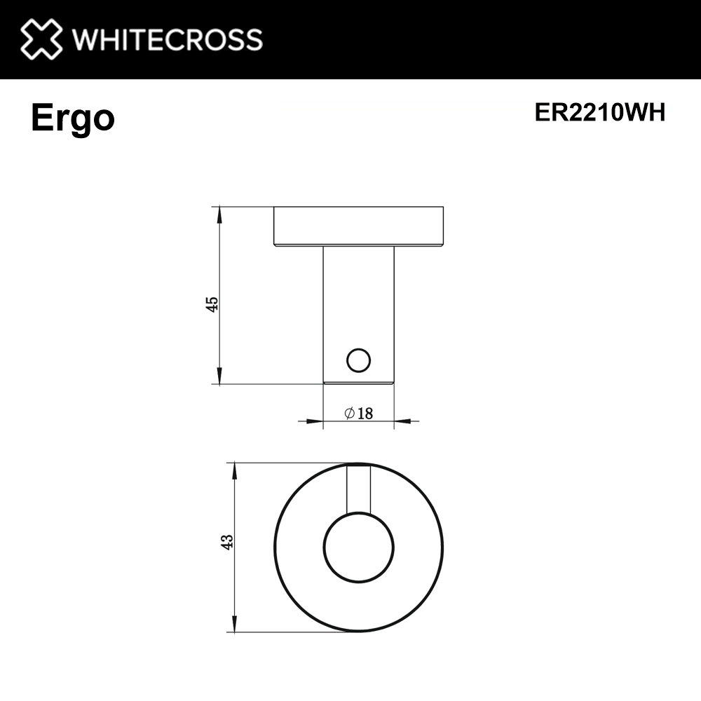 Крючок WHITECROSS Ergo (белый мат)