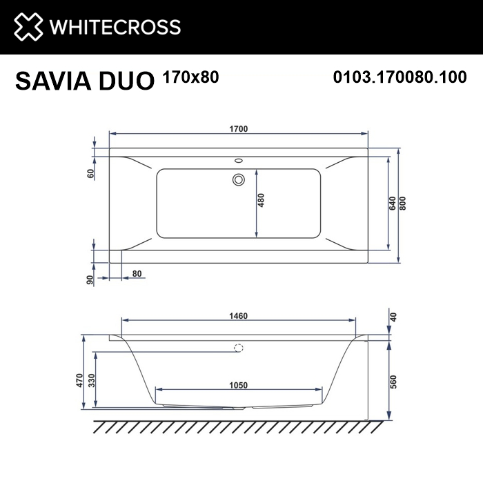 Ванна WHITECROSS Savia Duo 170x80 купить в Екатеринбурге