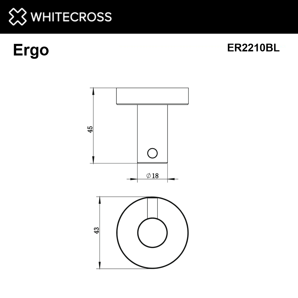 Крючок WHITECROSS Ergo (черный мат)