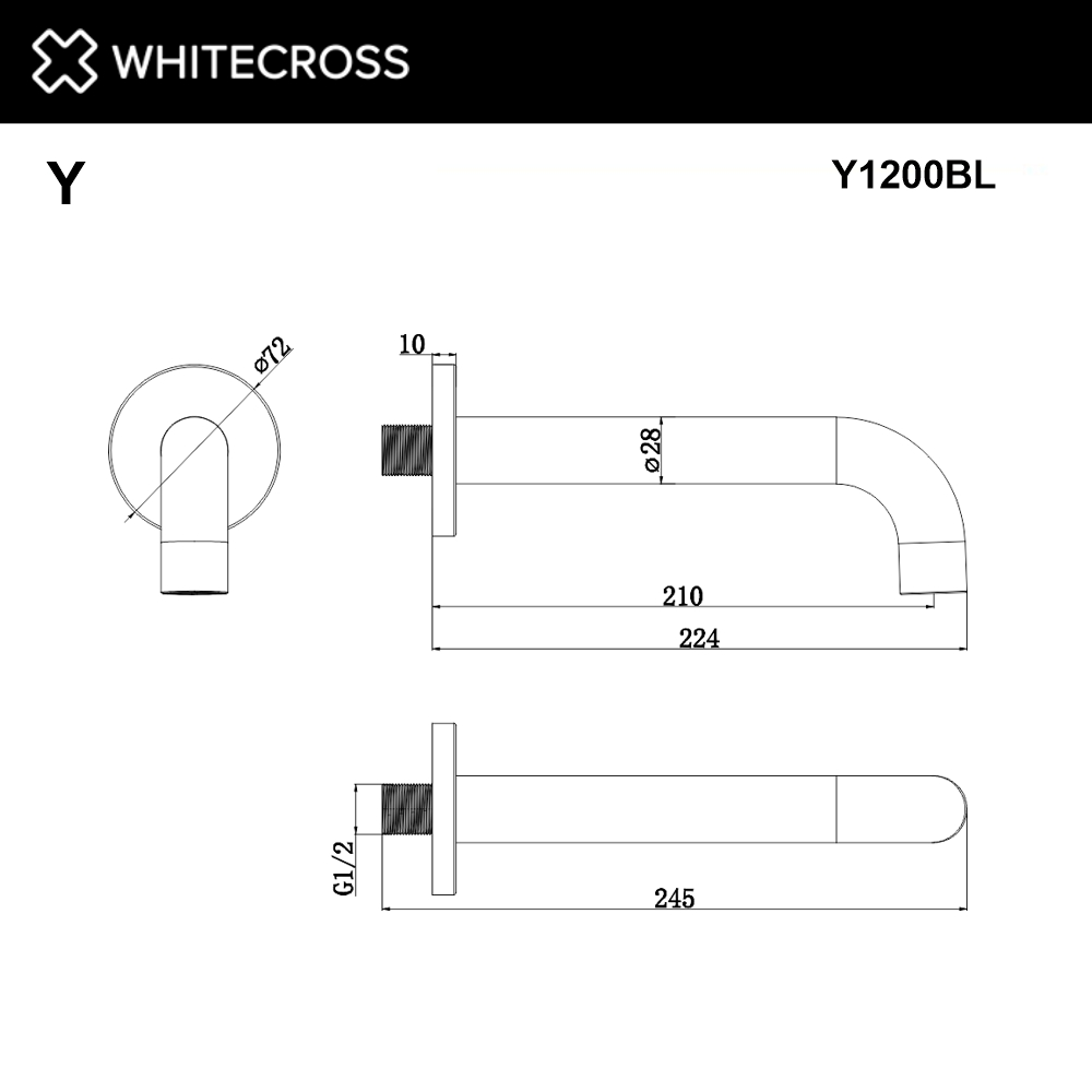 Излив настенный WHITECROSS Y (черный матовый) купить в Екатеринбурге