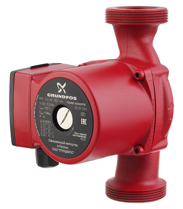 Насос циркуляционный Grundfos UPS 32-40 180 (1х220В; 45Вт), с гайками, L180 купить в Екатеринбурге