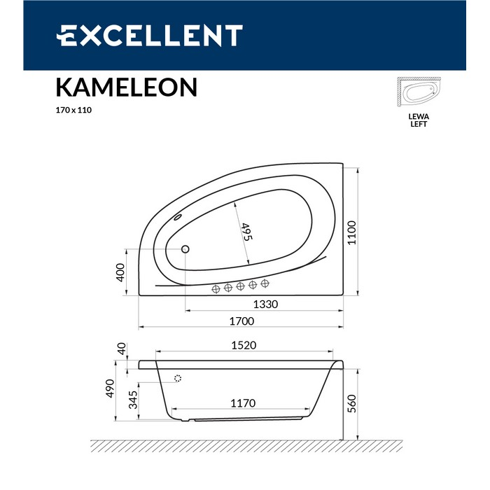 Ванна EXCELLENT Kameleon 170x110 (лев.)