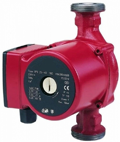 Насос циркуляционный Grundfos UPS 25-40 180 (1х220В; 45Вт), с гайками, L180