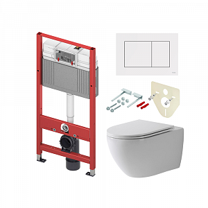Комплект с белой матовой панелью смыва TECEnow и унитазом TECEspring R