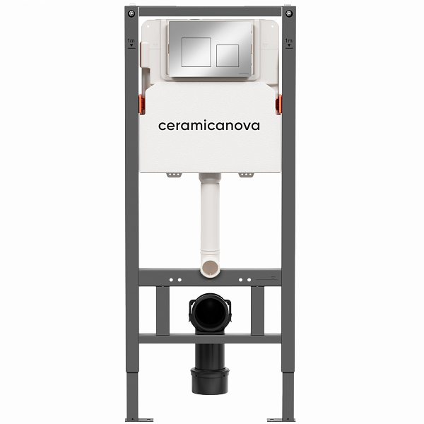 Система инсталляции для унитазов CERAMICANOVA Balance с кнопкой смыва Square, цвет хром глянцевый